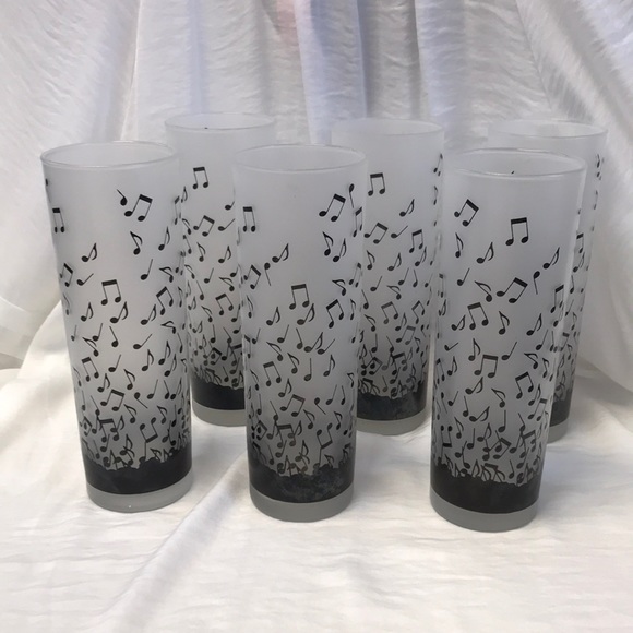 Dining Vintage Libbey Albert Elovitz Musical Notes Frosted Tom